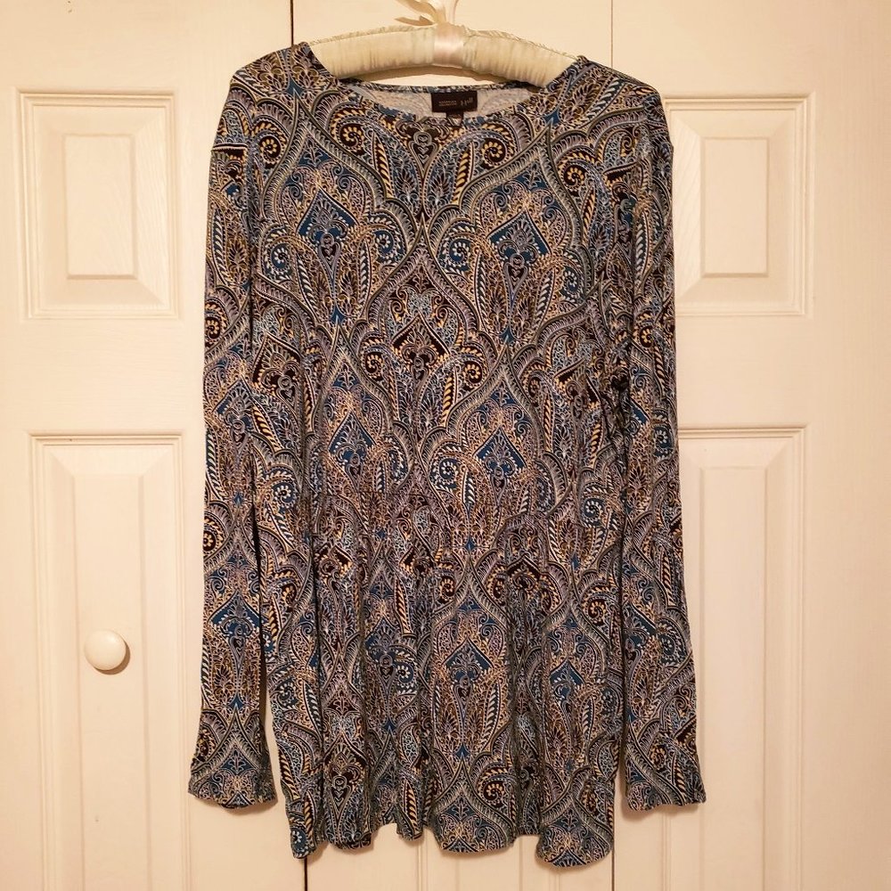 Beautiful peplum-style J. Jill size L long-sleeve top, Wearever collection